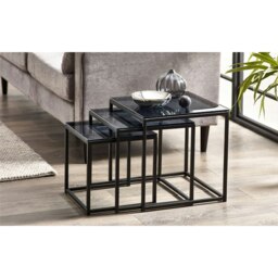 Premium Smoked Glass Nest of 3 Tables Clear Clear