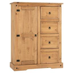 Corona 1 Door 4 Drawer Low Wardrobe Brown