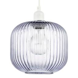 Modern Designer Soft Lilac Line Ribbed Glass Round Pendant Lamp Shade