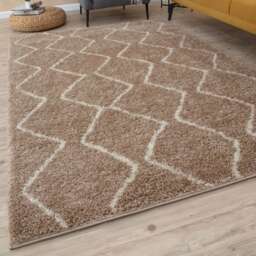 The Rugs Moroccan Collection Soft High Pile Shaggy Zigzag Rugs and Runners Living Room