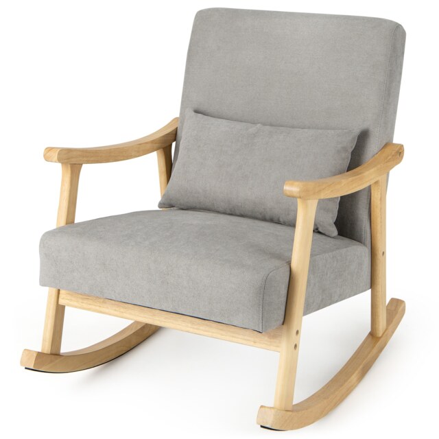 COSTWAY Nursery Rocking Accent Chair Indoor Rocker Armchair Natural