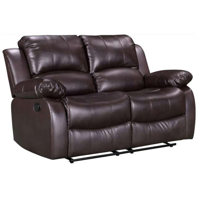 Faux Leather Brown 2 Seater Manual Recliner Sofa VALENCIA