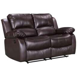 Faux Leather Brown 2 Seater Manual Recliner Sofa VALENCIA