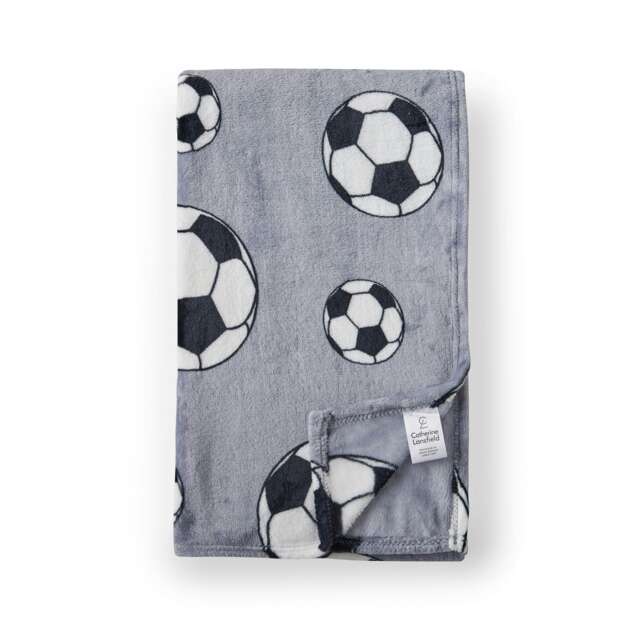 Catherine Lansfield Cosy Football Fleece 130x170cm Blanket Throw Grey