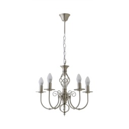 ValueLights Memphis Twist Brushed Chrome 5 Way Chandelier Chrome