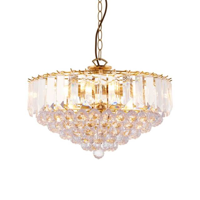 Fargo 6 Light Ceiling Pendant Acrylic, Brass, E14