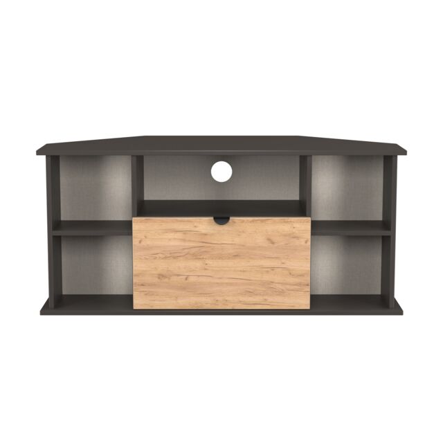 Norway Corner TV Stand in Gold Craft & Graphite (Ready Assembled) Grey Gold Craft & Graphite