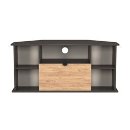 Norway Corner TV Stand in Gold Craft & Graphite (Ready Assembled) Grey Gold Craft & Graphite