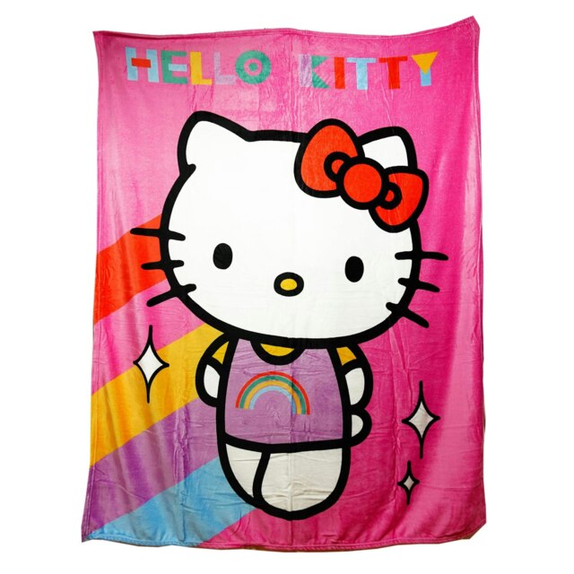 Hello Kitty Fleece Rainbow Blanket - Pink - One Size