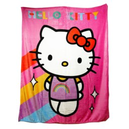 Hello Kitty Fleece Rainbow Blanket - Pink - One Size