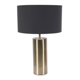 ValueLights Lexy Antique Brass Dimmable Table Lamp Black Shade and Bulb