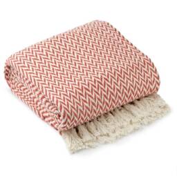 "Chevron Collection Recycled Cotton Throw in Orange (90"" x 100"")"