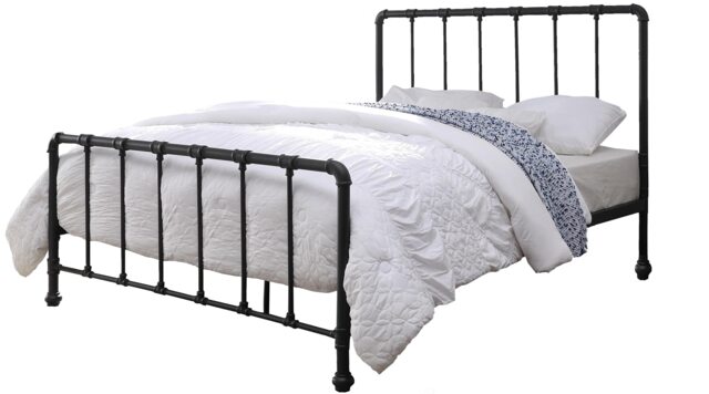 4ft6 Double Retro bed frame,matt black finish,metal pipe,tube design.Rustic,scaffold style. Industrial Black Double