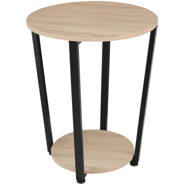 Bedside Table Swindon - industrial style, round with large and small shelf, 50 x 62.5 cm Brown industrial wood light, oak Sonoma 50 x 50 x 62,50 cm 1