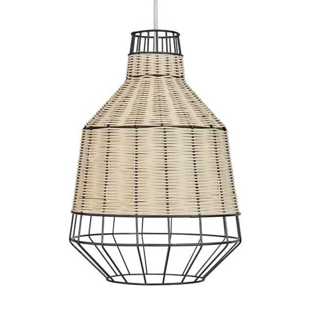 ValueLights Alor Rattan Natural Tapered Ceiling Shade & Bulb Brown