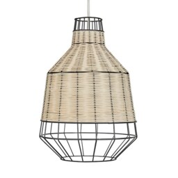 ValueLights Alor Rattan Natural Tapered Ceiling Shade & Bulb Brown