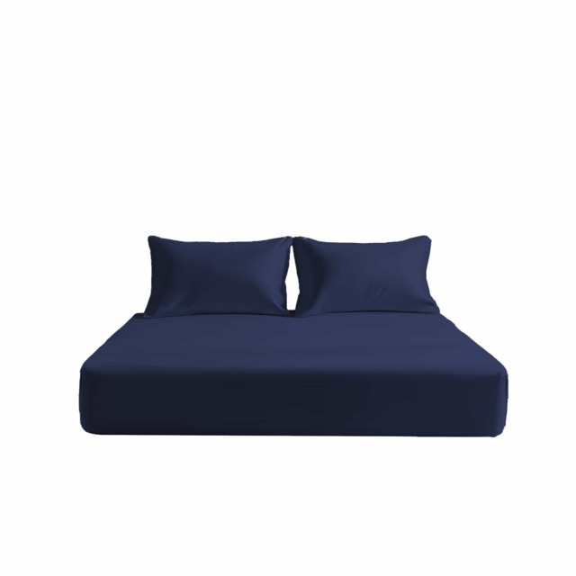 Microfibre Soft Touch Fitted Sheet 40cm Extra Deep Skirt Plain Dyed Bed Linen Blue Navy Blue Super King