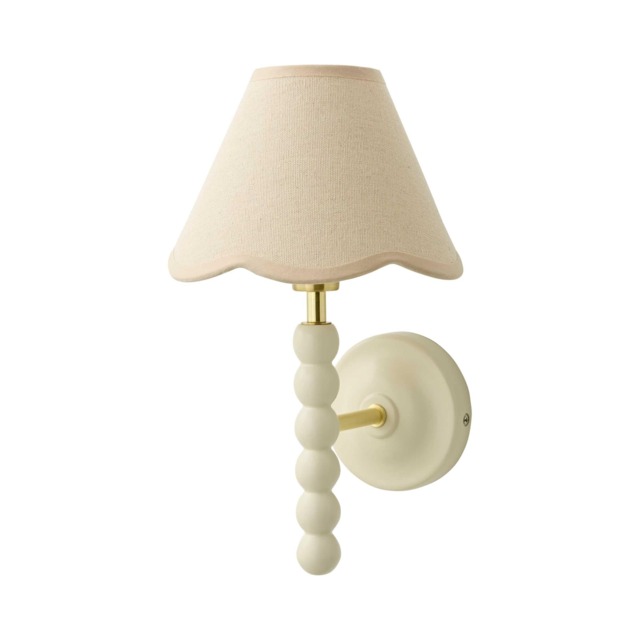 ValueLights Bobble Cream Wall Light Natural Trim Scallop Shade Cream Cream