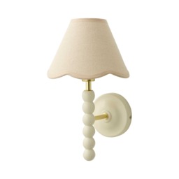ValueLights Bobble Cream Wall Light Natural Trim Scallop Shade Cream Cream