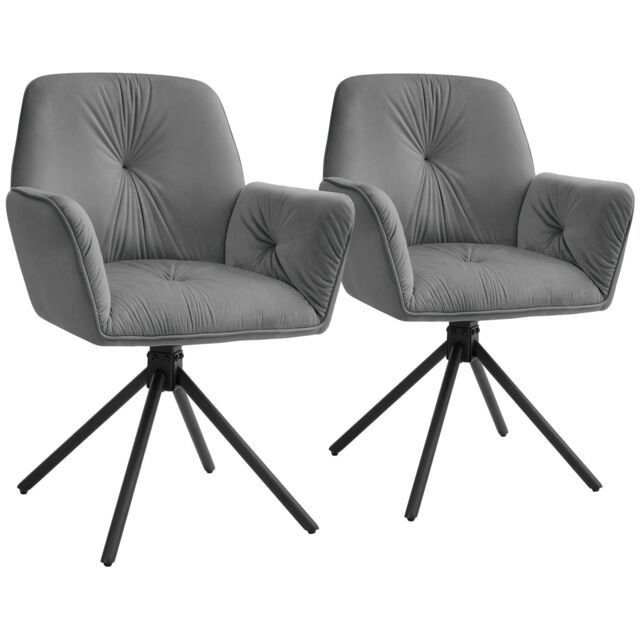 Swivel Chair Lenia in Upholstered Velvet Look with Thick Padding Grey Velvet look anthracite/black 2