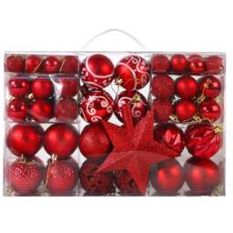 Gr8 Home 101 Pc Christmas Baubles Balls Hanging Decoration Xmas Tree Ornament Party Decor Red