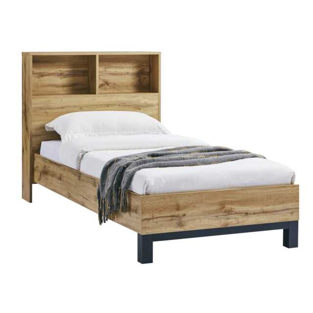 Alder Bookcase Headboard Bed - Light Oak - Single (90cm)