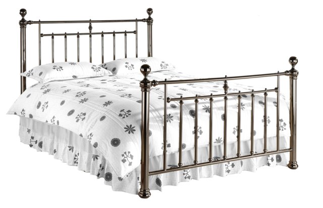 4ft6 Double Antique Victorian style,polished black nickel finish traditional metal bed frame bedstead. Black Black Nickel Double