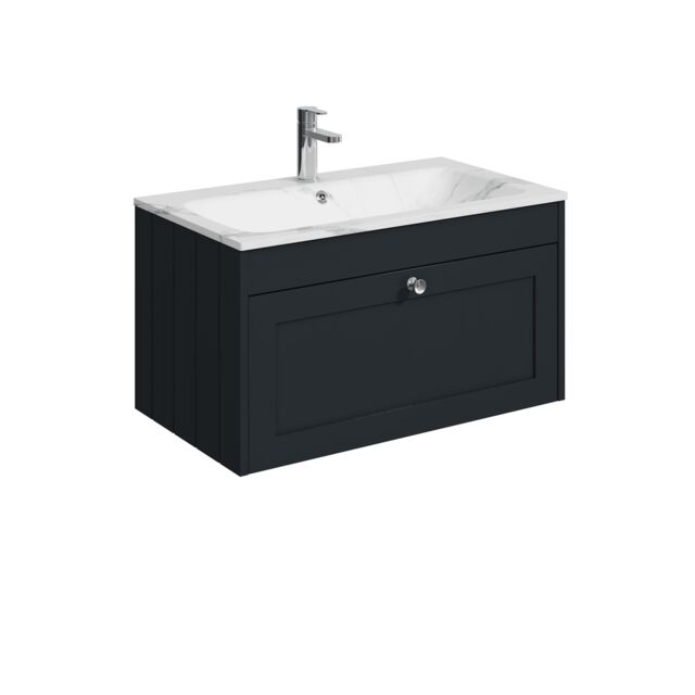 Balterley Wall Hung 1 Drawer Unit with Stone Basin 1 Tap Hole Grey 431 x 800 x 453mm