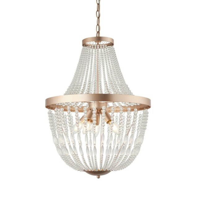 Celine 5 Light Pendant Light Rose Gold Paint & Clear Glass, E14