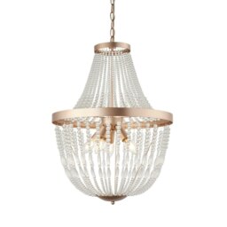 Celine 5 Light Pendant Light Rose Gold Paint & Clear Glass, E14