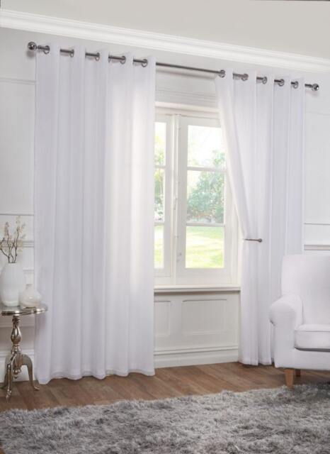 Voile Lined Eyelet Voile Curtains 116cm x 137cm White White White