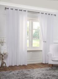 Voile Lined Eyelet Voile Curtains 116cm x 137cm White White White