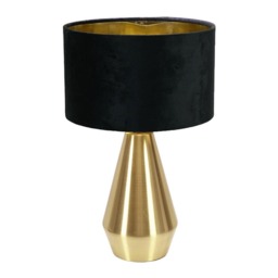 ValueLights Jax Antique Brass Touch Table Lamp Black Velvet Gold Shade