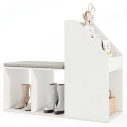 COSTWAY Shoe Storage Bench Entryway Bench 3-Tier Rack White