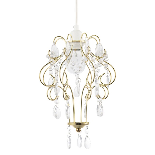 Polished Gold Shabby Chic Chandelier Style Pendant Shade with Acrylic Gold Gold 1