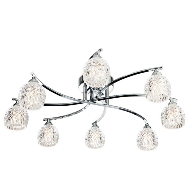 Maple 8 Light Flush Light Chrome, Moulded Clear Glass, G9