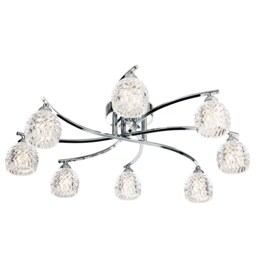 Maple 8 Light Flush Light Chrome, Moulded Clear Glass, G9