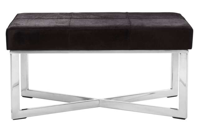 Kensington Townhouse Black Hair On Leather Leather Bench