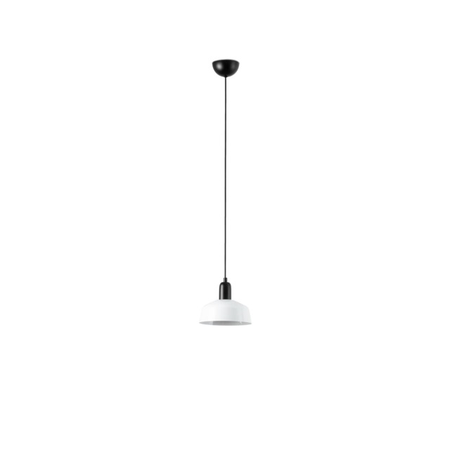 Tatawin Small Dome Pendant Ceiling Light Black, Gloss White 1x E27