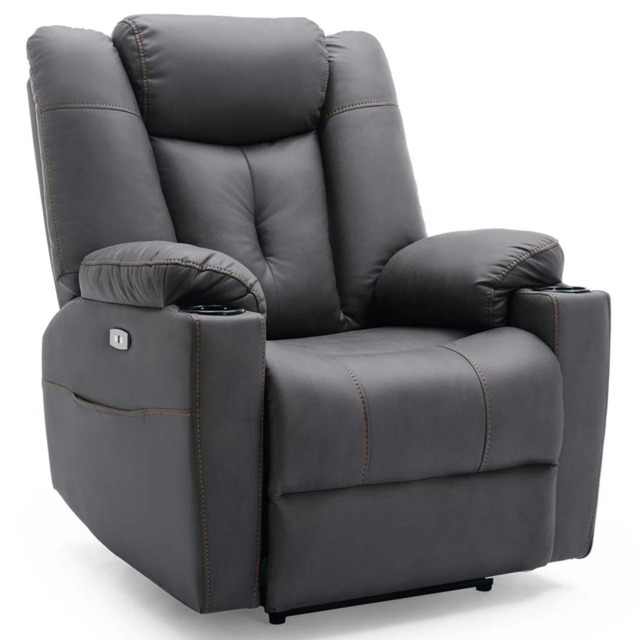 Afton Technology Fabric Recliner Rocking Swivel Cinema Sofa Chair (Charcoal)