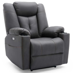 Afton Technology Fabric Recliner Rocking Swivel Cinema Sofa Chair (Charcoal)