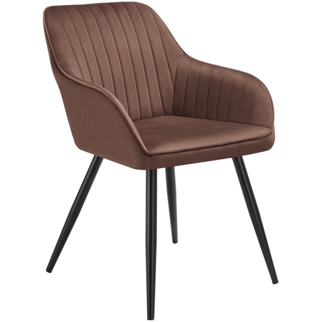 Chair Marilyn - velvet look, quilted, continuous backrest, slim steel legs Brown brown/black One Size 1