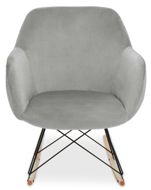Orsina Grey Velvet Rocking Chair, Comfortable Velvet Desk Chair, Backrest Velvet Rocking Armchair, Cozy Armchair