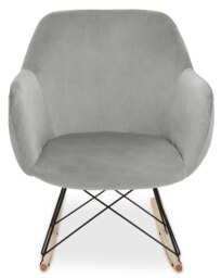 Orsina Grey Velvet Rocking Chair, Comfortable Velvet Desk Chair, Backrest Velvet Rocking Armchair, Cozy Armchair