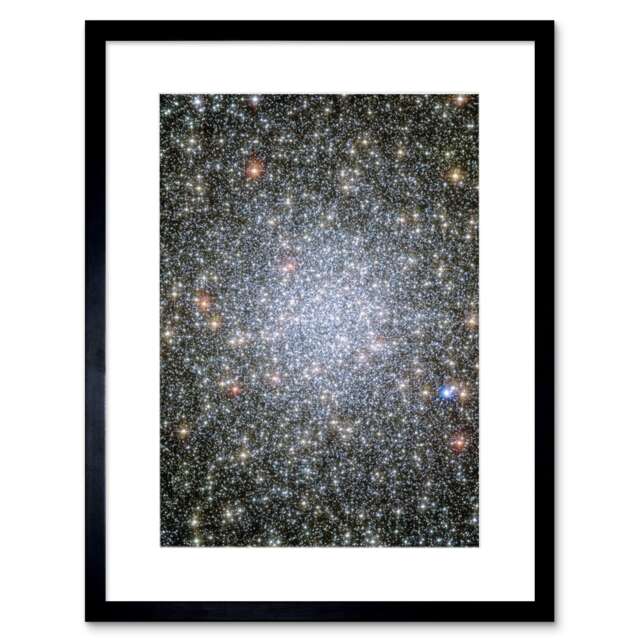 "Hubble Globular Cluster 47 Tucanae 3000 White Dwarf 9x7"" Black Framed Wall Art Print"