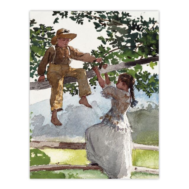 "On the Fence Children Portrait Winslow Homer Wall Art Poster Print 12X16"""