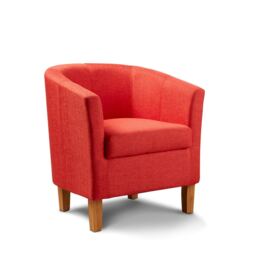 Fabric Tub Chair Colour Range Wooden Legs Armchair Living Room Modern Office Orange