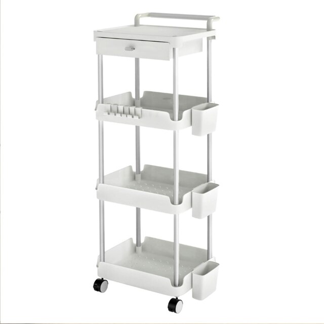 Levede 4 Tier Storage Trolley Cart Metal Rolling Utility Rack with Wheels