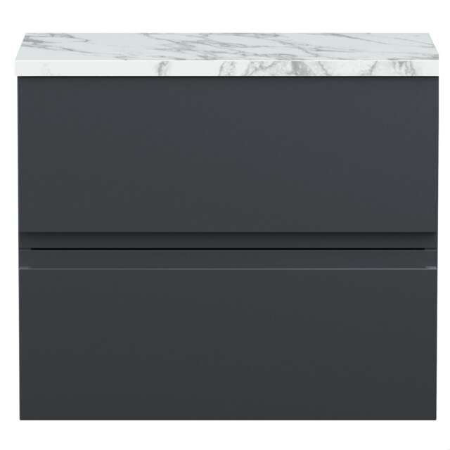 Balterley Mavesyn Contemporary 2 Drawer Wall Hung Vanity Unit with Laminate Worktop, Dark Grey, 600mm