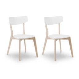 Portland Premium White and Oak Dining Chairs - Set of 2